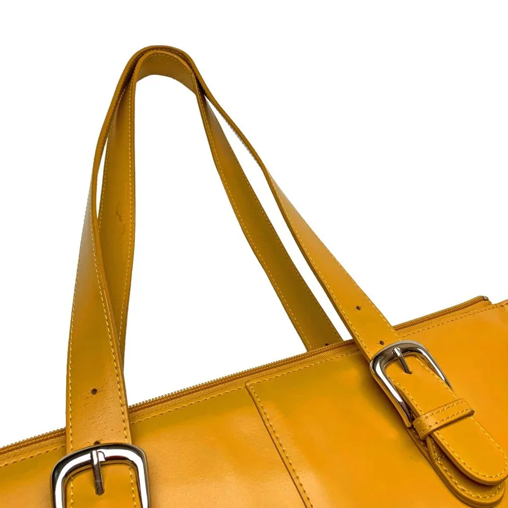 JACK GEORGES Milano Madison Avenue Mustard Leather‎ Large Business Tote
